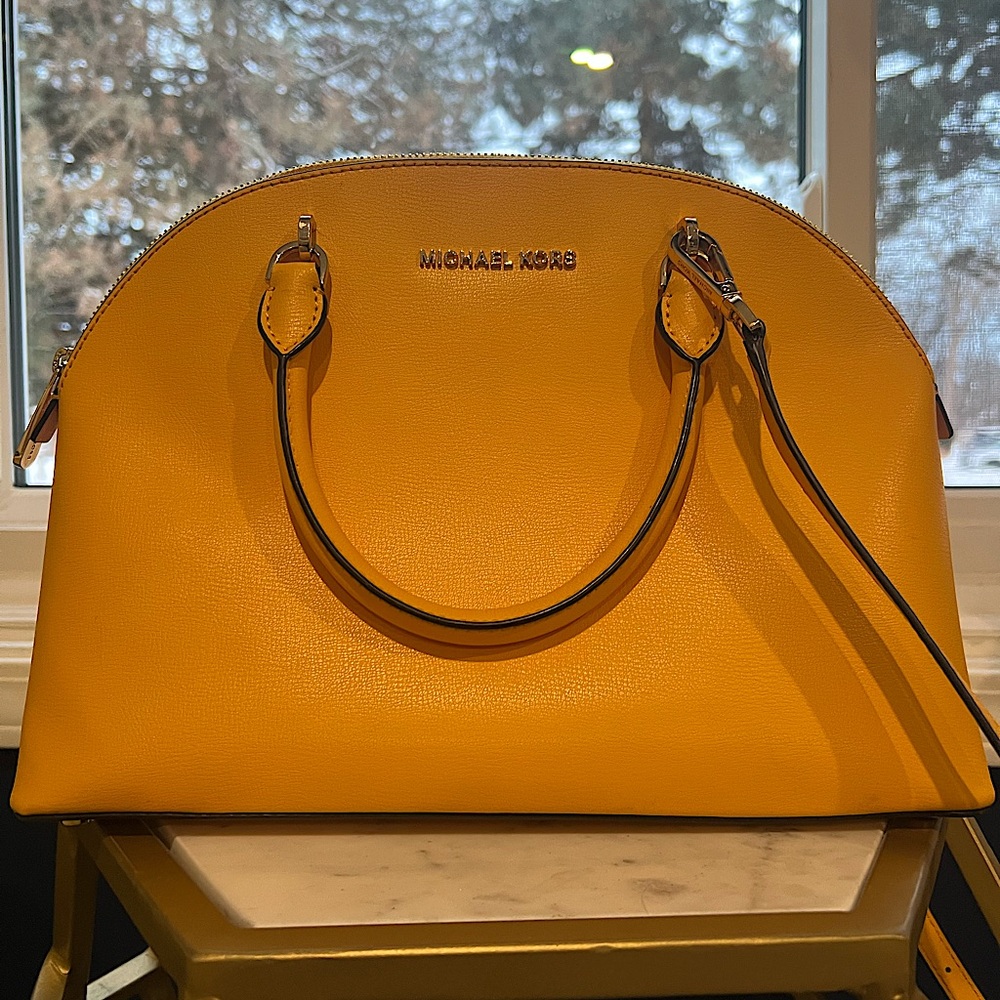 Michael Kors - Mustard Yellow Leather Cindy Dome Satchel